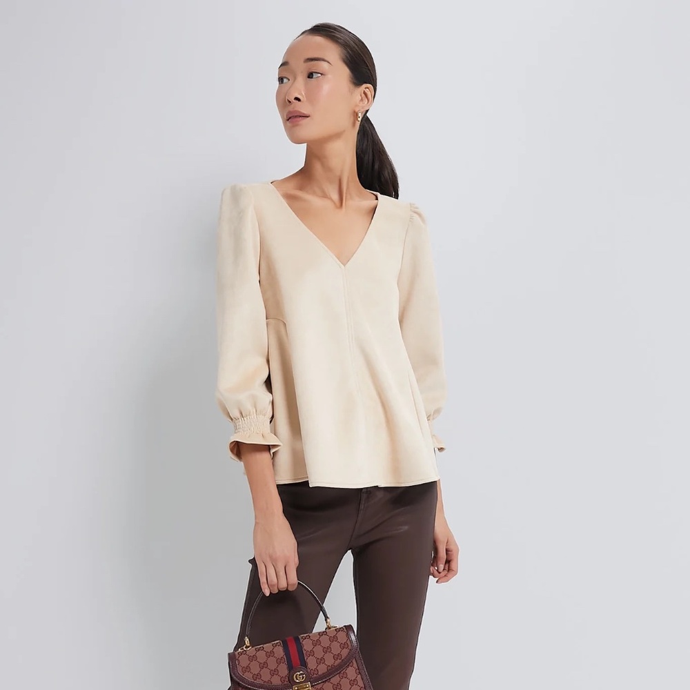 Tuckernuck Easton Faux Suede Blouse Bone Size M